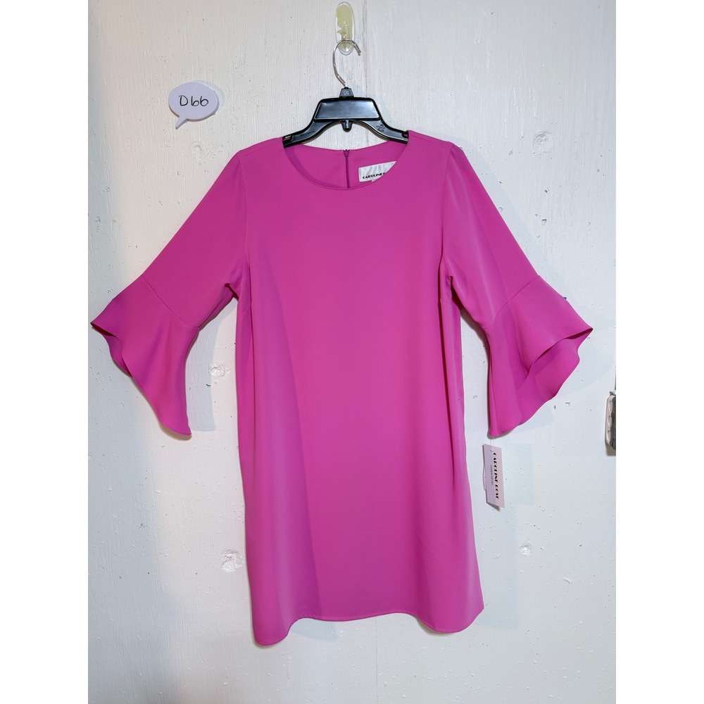 Caroline Rose Palm Beach Pink Bell Sleeve Shift Dress CPS142 Womens Small NWT